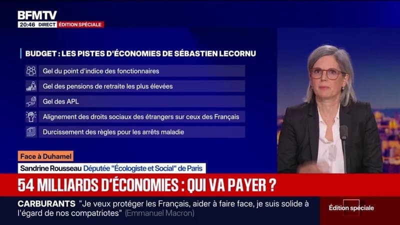 Plan de redressement : 54 milliards d’économies, Sandrine Rousseau critique la répartition
